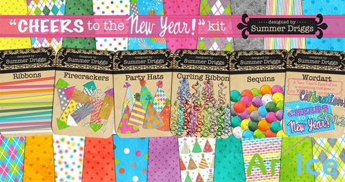 Scrap Set - Cheers to the New Year! PNG and JPG Files