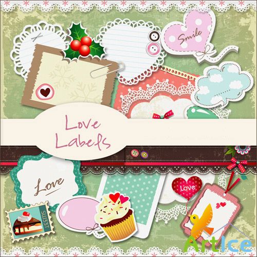 Love Labels Set PNG and JPG Files