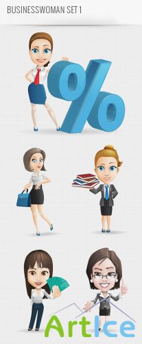 Business Woman Vector Character PSD Template