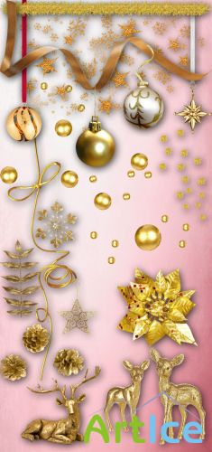 Golden Christmas Decoration PNG Files
