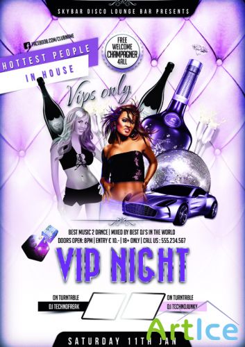 Purple Vip Night Flyer Template