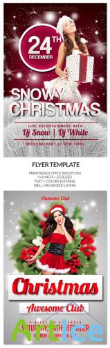 Snowy Christmas Party Flyer/Poster PSD Template