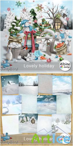 Scrap Set - Lovely Holiday PNG and JPG Files