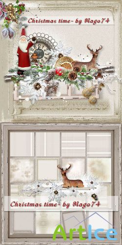 Scrap Christmas Time Kit PNG and JPG Files