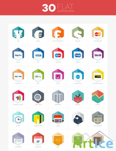 30 Flat Shopping Icons PSD