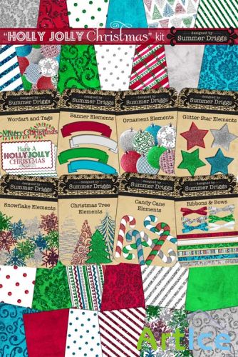Scrap - Holly Jolly Christmas Kit PNG and JPG Files