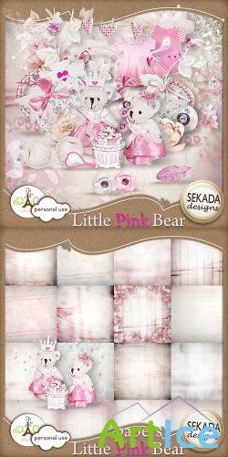 Scrap - Little Pink Bear Set PNG and JPG Files