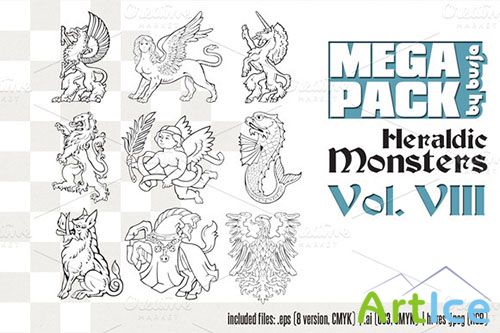 Heraldic Vector Monsters Illustrations