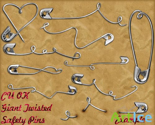Giant Twisted Safety Pins PNG Files
