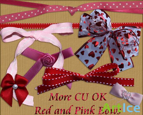 Red and Pink Bows PNG Files