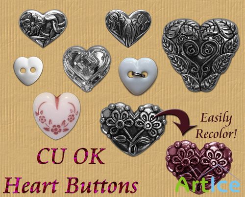 Heart Buttons PNG Files