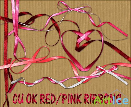 Red and Pink Ribbons PNG Files