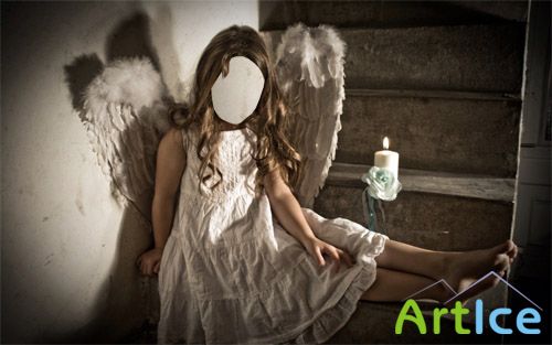 Шаблон для малышей - Девочка ангел и свеча