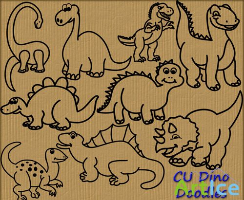Dino Doodles PNG Files