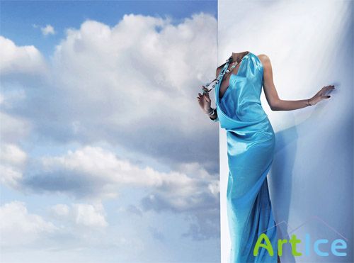 Шаблон для photoshop - В голубом шикарном наряде