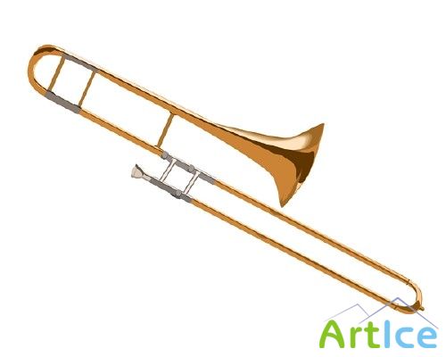 Духовые инструменты: Тромбон (клипарт)