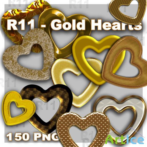 Gold Hearts PNG Files
