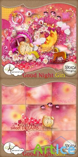 Scrap Set - Good Night Girl PNG and JPG Files