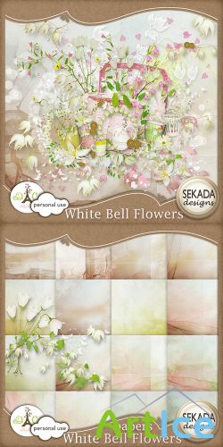 Scrap Set - White Bell Flowers PNG and JPG Files