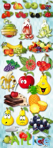 Vitamin Set - Berries and Fruits PNG Files