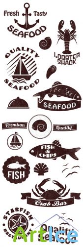 Seafood Logos Vector Set