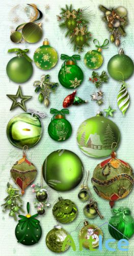 Green Christmas Decor PNG Files