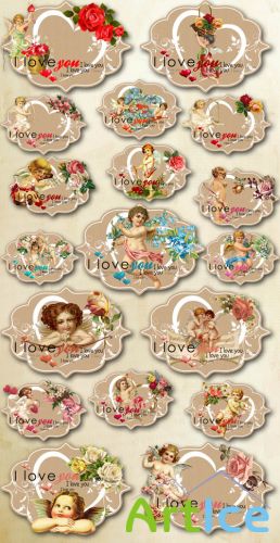 Valentines in Vintage Style PNG Files