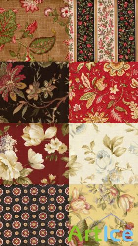 Collection Fabric Texture with Flowers and Ornaments