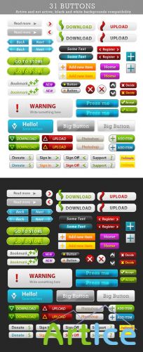 Colored Download PSD Buttons Template #3