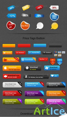 Colored Download PSD Buttons Template #2