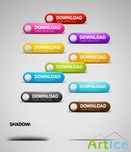 Colored Download PSD Buttons Template #1