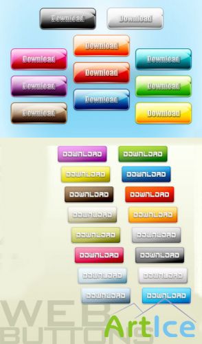 Colored 3D Website Buttons PSD Template