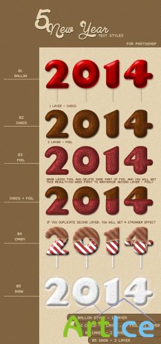 Colored Happy New Year Text Photoshop Styles