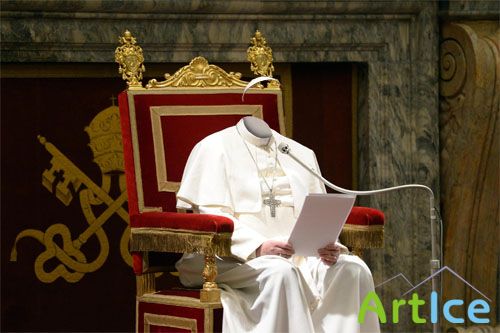Шаблон psd мужской - Римский папа на троне дает наставления
