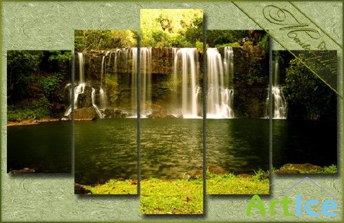 Модульные картинки PSD - Прекрасный водопад