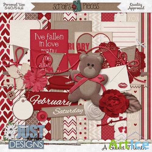 Scrap Set - A Sweet Month PNG and JPG Files