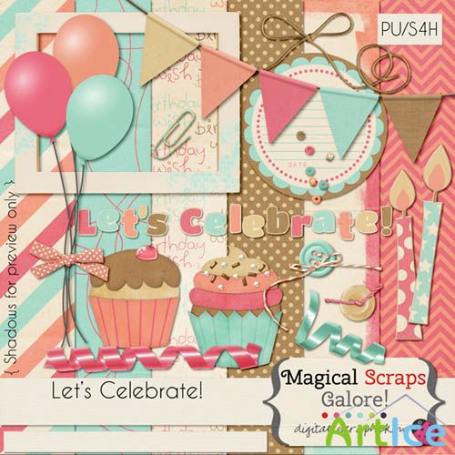 Scrap - Lets Celebrate! PNG and JPG Files
