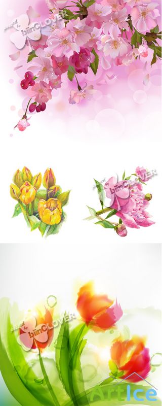 Spring background with branch of beautiful flowers 0577