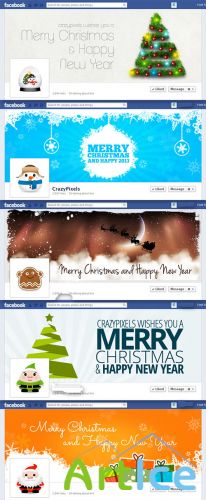 5 Premium Christmas Facebook Covers PSD Template