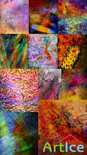 Collection of Textures - Paints on Crumpled Paper JPG Files