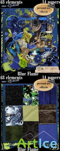 Scrap - Blue Flame PNG and JPG Files
