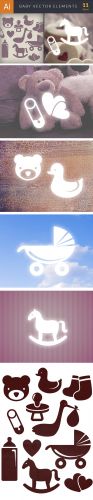 Simple Baby Elements Vector Illustrations Pack 1