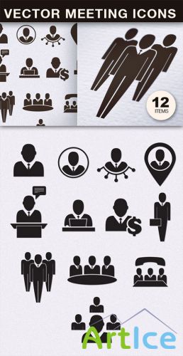 Flat Meeting Icons Vector Elements Pack 1