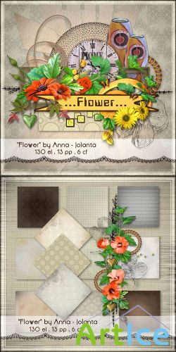 Scrap - Flower Kit JPG and PNG Files