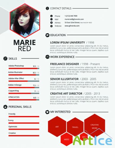Red Resume Template PSD