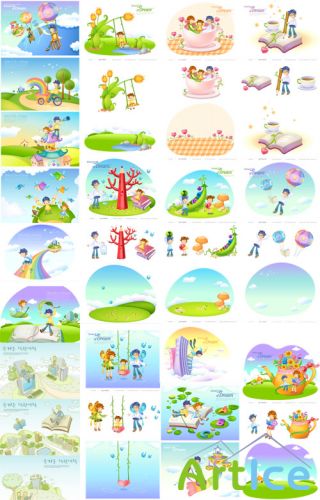 20 Cartoon Illustrations - Education Vector Set