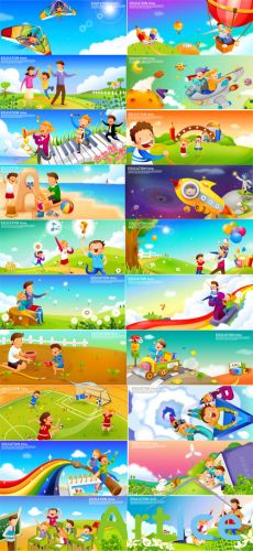 40 Vector Kids Illustrations - Education Time