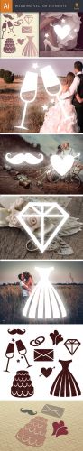 Simple Wedding Vector Elements Set 1