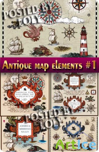 Античные карты. Элементы #1 - Векторный клипарт