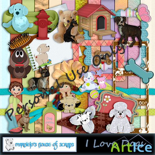 Scrap - I Love Dogs PNG and JPG FIles